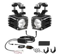 Luocute 2Pcs Motorcycle Led Spot Lights, 40W 6000K White Light 4000LM Driving Spotlight with Adjustable Mounts and Rainproof Harness, for Universal Atv Truck Suv Motorcycle Off Road