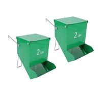 Luocute 2pcs Rabbits Feeder, Metal Small Animal Food Dispenser with Lid for Cages, Hamsters Guinea Pigs, Hanging 7.09x6.69x4.72 Inches 2lbs Capacity Small Animal Automatic Feeders