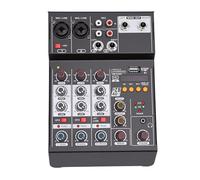 Luocute 4 Channel Sound Mixer, BT USB MP3 Computer Input DJ Mixing with 48V Phantoms Power 99 Effects, Stage Powered Mixers for Recording Karaoke Studio Live Streaming