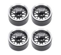 Luocute 4 PCS 2.2 Inch Aluminum Alloy RC Wheel Rims, Lightweight Heat Dissipation Crawler Wheels with Hard Anodized Coating for 1/10 Scale RC Model Cars (Black)