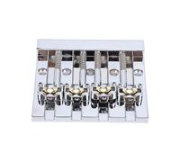 Luocute 4 String High Mass Bass Bridge for Jazz Electric, 5 Hole Bass String Plate with 17.5-20mm Adjustable Brass Saddles Pre Slotted Design Easy Installation Zinc Alloy