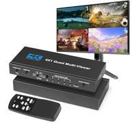 Luocute 4x1 Multiviewer Switcher, Quad Screen 4K 30Hz | 4 in 1 Out Multiviewer, 9 Display Modes, Front Panel & IR Remote Control,Multi Viewer Seamless Switcher for Laptop