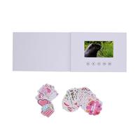 Luocute 5 Inch LCD Screen 720P HD Video Brochure with White Cover and Two Sticker Packs, Personalized for Weddings, Events, and Heartfelt Messages, Ideal for Various Settings.