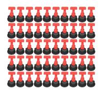 Luocute 50pcs Tile Leveling System Kit, with Stainless Steel Reusable T Levelers and 2mm Spacers for Floor Wall Ceramic Tile Installation, Reusable Leveling System Kit with Wrenches (Black Red)