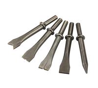 Luocute 5Pcs Air Hammer Chisel Set Pneumatic Bits for 150 190 250 | Molybdenum Steel, Round Shank, Masonry Demolition, Rust Removal, Welding Spot Cutting