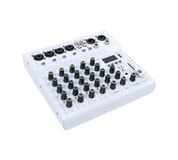 Luocute 6 Channel Mixer, DJ Controller with BT MP3 Player 48V Phantom Power Built-in Portable Mixer Console, Suitable for Studio Recording Live Streaming Karaoke (White)