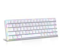 Luocute 68 Keys Mechanical Keyboard, Red Switch RGB Backlit Wireless Wired BT 5.0 Hot Swappable with 20+ Dynamic Light Modes for Gaming Office (White 3 Mode)