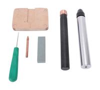 Luocute 6PCS Flint Knapping Tool Set, 3 Copper Boppers and 2 Pressure Flakers with Ergonomic Handle for Stone Crafting, Suitable for Beginners and Pros, Portable and