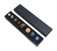 Luocute 8 Planets Crystal Ornament, Solar System Model Teaching Materials with Chakra Healing and Meditation, Gemstone Healing Crystal Balls for Home Office Desk Decoration Creative