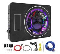 Luocute 800W Car Sound Subwoofer, Under 10 Inch Active Car Subwoofer, Built in Amplifier, 800W Peak Power, Blue AndLED Lights, Remote Control, for Trucks SUV, Aluminium Alloy Material (Colorful)