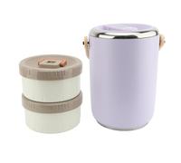Luocute Adults 2L 304 Stainless Steel Vacuum Insulated Wide Mouth Soup Food Thermo Hot Food Jar, Stackable Containers Lunch Boxes Insulated Lunch Box Jar with Sealed Lids (Purple)