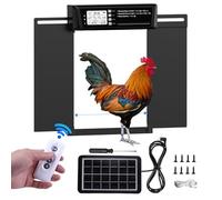 Luocute Automatic Chicken Coop Door with Timer, Large Aluminum Solar Powered Auto Chicken Door Openers, Anti Pinch Protection, LCD Display, Remote Control, Anomaly Alarm for Coops