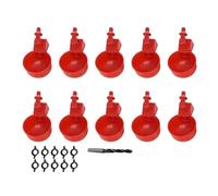 Luocute Automatic Chicken Waterer Cups, 10PCS Poultry Water Feeder Kit with Stainless Steel Springs and Electric Drill Bit, for Duck Goose Turkey Chicken (10PCS Cups and Drill Bit)