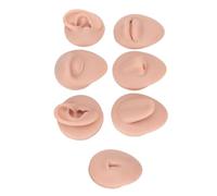 Luocute Body Piercing Practice Model, 6 Pcs Food Grade Soft Flexible Silicone Piercing Practice Kit, Silicone Ear Eye Nose Mouth Tongue And Belly Button Model With Storage Bag, For (Medium Skin Color)