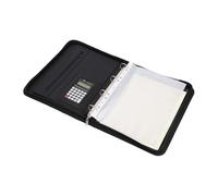 Luocute Business Portfolio with Zipper, 10 Transparent File Bags PU Leather 30 Sheets Notebook 12 Digit Solar Calculator 10.1 Inch Tablet Cover Black