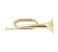 Luocute C Key Spanish Bugle, Brass Cavalry Trumpet with Lacquer Gold Finish and Smooth Valve System, for School Band Military Orchestra Beginners