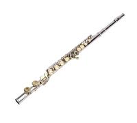 Luocute Closed Hole 16 Key Flute, Cupronickel C Flute Instrument with Downcut Diagonal Embouchure and Offset G Key for Beginners and Advanced Players with Cleaning Cloth, Tuning Rod