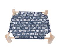 Luocute Cotton Linen Cat Dog Bed, Soft Comfortable Washable Pet Hammock with Breathable Design and Non Slip Bottom, for Indoor Outdoor Use (Blue Cat Head)