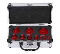 Luocute Diamonding Hole Saw Tile Drill Bits Kit, 10 PCS Serrated Brazing Tile Drill Bits Sets with Hole Saw Guides Jig Hollow for Ceramic Glass Gypsum Wood Marble