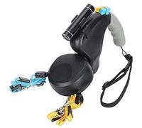 Luocute Double Head Dog Leash, Rotating Dual Retractable Pet Leash with LED Light and Ergonomic Handle, Dog Retractable Leashes for Walking 2 Doging Up to 50kg (Black)