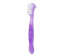 Luocute Double Sided Denture Brush for False Teeth Cleaning, 2 Pack | Portable Plaque Removal Brush, Soft Bristle, Ergonomic Handle, for Partial and Full Dentures, Home Travel