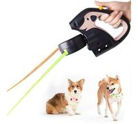 Luocute Dual Retractable Dog Leash with Night Light for 2 Dogs | Nylon Rope with Chrome Hooks, 500mAh Battery Powered Light, Non Slip Handle, Fits Small to Medium Dogs