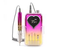 Luocute Electric Nail File, Professional Nail Drill Machine 35000 RPM Rechargeable Cordless with 6 Professional Bits LCD Display for Acrylic Gel Nails Manicure (UK Plug)
