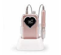Luocute Electric Nail File, Professional Nail Drill Machine 35000 RPM Rechargeable Cordless with 6 Professional Bits LCD Display for Acrylic Gel Nails Manicure (UK Plug)