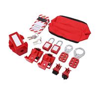 Luocute Electrical Lockout Tagout Kit, 2 Breaker Locks 2 Padlocks 4 Keys Safety Lockout Kit, Industrial Tagout Station with Storage Bag Hasps, for Electric Power