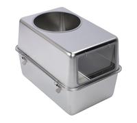Luocute Enclosed Stainless Steel Litter Box, Extra Large Cat Toilet with Lid, Front Entry Top Exit Metal Litter Box for Big Cats, Easy Cleaning With Scoop