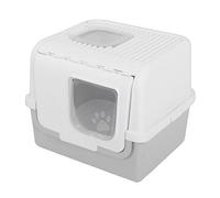 Luocute Extra Large Cat Litter Box, Enclosed Dual Door Kitty Litter Box Tool Free Assembly with Ultra Large Flip Cover and Shedding Brush Non Slip Step