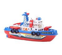 Luocute Fireboat Toy, Automatic Water Spraying Ship Model with Sound and Flash Light, Electric Kids Bath Toy with Removable Command Station, for Bathtub Swimming Pool Beach Lake