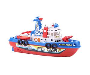 Luocute Fireboat Toy, Automatic Water Spraying Ship Model with Sound and Flash Light, Electric Kids Bath Toy with Removable Command Station, for Bathtub Swimming Pool Beach Lake