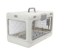 Luocute Foldable Cat Crate, Clear Transparent Plastic Pet Carrier with Foldable Structure for Travel, Airplane and Car, Large Space 50x32x31cm, Airline Approved
