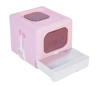 Luocute Foldable Cat Litter Box, Large Size Top Entry Anti Splashing Toilet, Enclosed Potty for 16.5lb Cats with Odor Control, Easy to Clean (Pink)