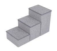 Luocute Foldable Pet Stairs 3 Step with Storage | Durable Polyester Frame, Non Slip Textured Steps, Folds Flat for Under Bed Sofa for Small Large Dogs Cats