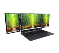 Luocute Foldable Triple Screen Laptop for Wins 11 Pro, WIFI 6 RJ45 Facial Recognition 16GB RAM 2TB SSD 16 Inch Double 10.5 Inch Laptop, Suitable for Business Design Stock Trading (UK Plug)