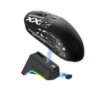 Luocute Gaming Mouse, 3 Mode Wired 2.4G BT5.3 with 12000 DPI 1000Hz Polling Rate 7 Programmable Buttons Silent Click Switch, with Magnetic Charging Dock, for PC Laptop Gaming Work (Black)