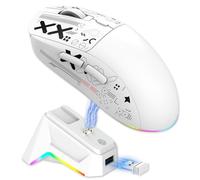 Luocute Gaming Mouse, 3 Mode Wired 2.4G BT5.3 with 12000 DPI 1000Hz Polling Rate 7 Programmable Buttons Silent Click Switch, with Magnetic Charging Dock, for PC Laptop Gaming Work (White)