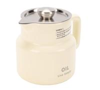 Luocute Grease Container, 1500ml Ceramic Stainless Steel Oil Storage Can with Fine Mesh Strainer Lid Proof Spout, for Kitchen Cooking Oil and Sauce