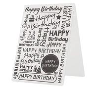 Luocute Happy Birthday Embossing Folder, 3D Textured Rubber Stamp for Scrapbooking Card Making, with Reusable Design for Paper Fabric Crafts