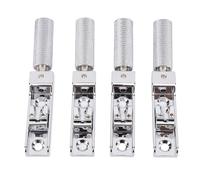 Luocute Headless Bass Bridge Kit, 4 String Bass Bridge with Brass Saddles and String Lock, for Guitar Replacement Parts (Silver)