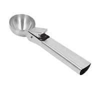 Luocute Ice Cream Scoop Stainless Steel with Trigger for Kitchen (Silver) | Ergonomic Grip, Non Stick Spring Release, Multipurpose Fruit Baller, Dishwasher Safe, Comfortable Handle