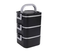 Luocute Insulated Lunch Box 2100ml 3 Layer Box (Black)