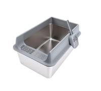 Luocute Large Stainless Steel Cat Litter Box, 60x40x30cm Extra Large