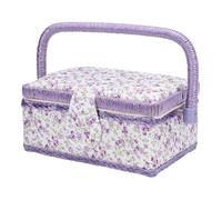 Luocute Large Vintage Sewing Box, 7.5 X 5.1 X 3.5in Elegant Sewing Basket, Sewing Tool Basket with Removable Tray, Portable Needlework