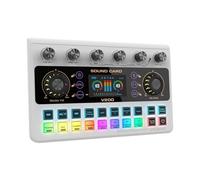 Luocute Live Sound Card Mixer with 12 Voice Effects LED Display Rechargeable, Streaming Sound Card Mixer Console Professional Recording for Singing Karaoke Live Interaction