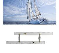 Luocute Marine Navigation Parallel Ruler, Clear Scale High Accuracy Transparent Acrylic Boat Ship Drawing Ruler with Polished Copper Spacer for Chart Operations Azimuth Line Measuring (450mm)