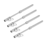 Luocute Mechanical Tire Pressure Gauge 10-160PSI, Dual Head | Stainless Steel, 4-pack Set, Straight and 30° Reverse Chucks, 12-3/8in Rod, Valve for RV Motorcycle Bike Trucks Cars