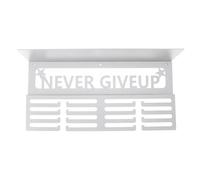 Luocute Medal Hanger Display, Sturdy Metal Trophy Shelf with 4 Rows Hooks for 64 Medals, Wall Mounted Awards Rack for Sports Trophies (White)